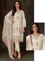 Faux Georgette White Party Wear Embroidery Work Straight Suit